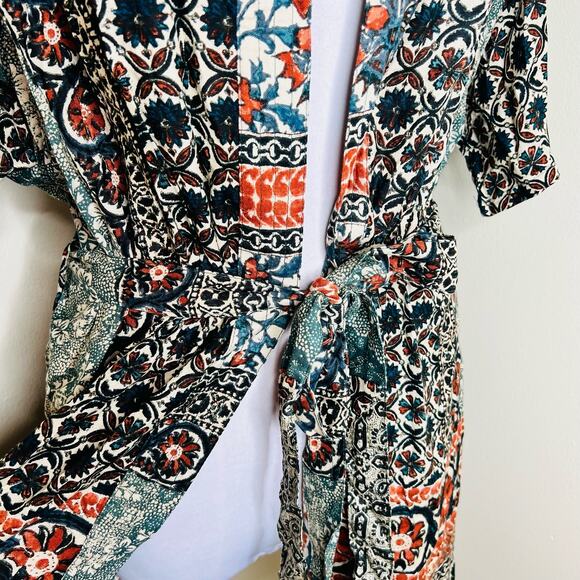 Signals Belted Kimono S/M Mixed Print Open Dolman Hippie India Bohemian Floral - Picture 4 of 8
